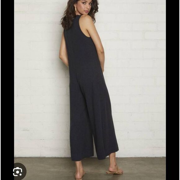 Rachel Palley Linen Rayon Jumpsuit Sz L Button Front Sleeveless Ankle Wide Leg - Picture 2 of 13